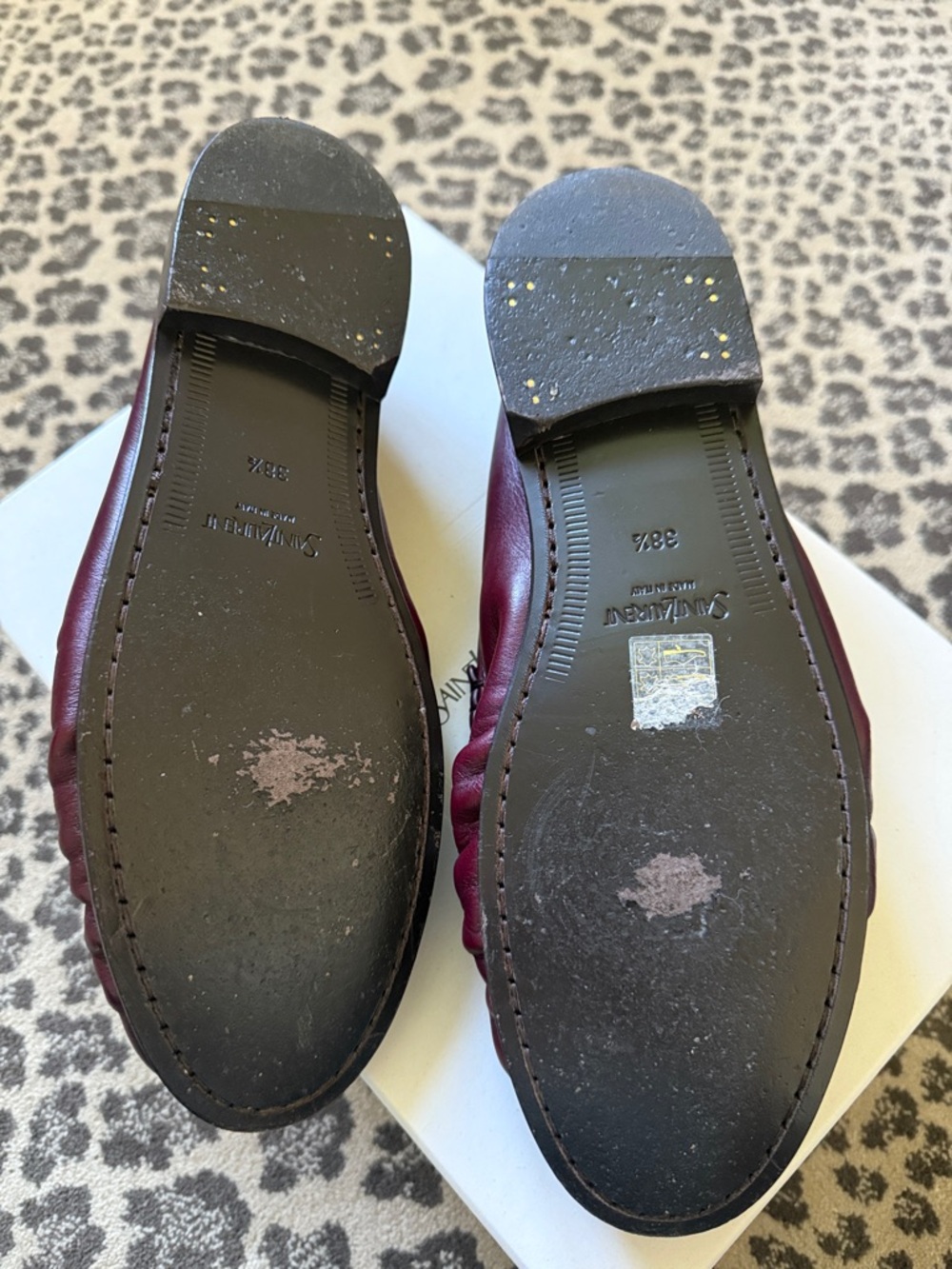 Saint Laurent Burgundy Leather Penny Loafers - Picture 8 of 15